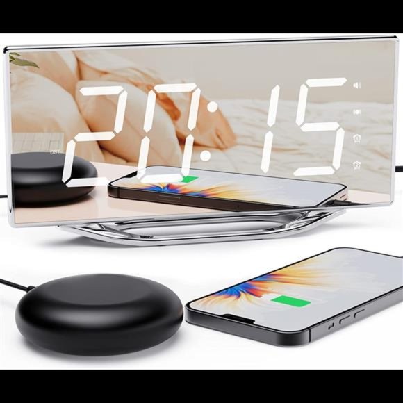 Mirror Clocks for Bedrooms with Battery Backup,8.7’’ Large Display - Picture 3 of 7